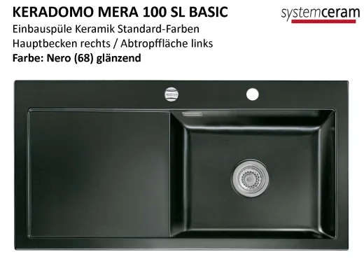Systemceram KeraDomo MERA 100-SL-BASIC Keramiksple / Einbausple in Standardfarben fr die Kche