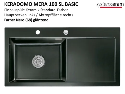 Systemceram KeraDomo MERA 100-SL-BASIC Keramiksple / Einbausple in Standardfarben fr die Kche