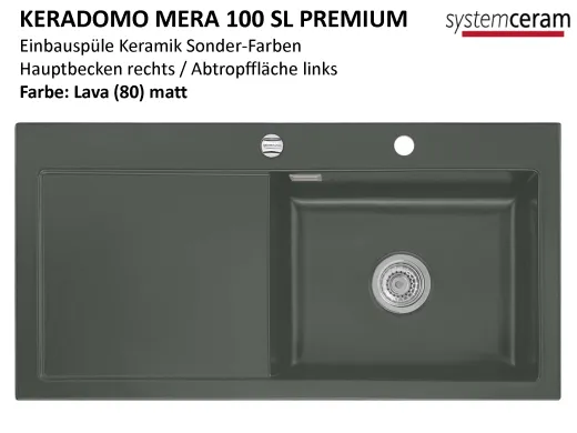 Systemceram KeraDomo MERA 100-SL-PREMIUM Keramiksple / Einbausple in Sonderfarben fr die Kche