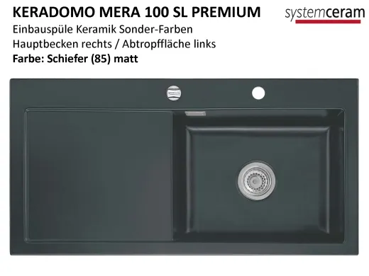 Systemceram KeraDomo MERA 100-SL-PREMIUM Keramiksple / Einbausple in Sonderfarben fr die Kche