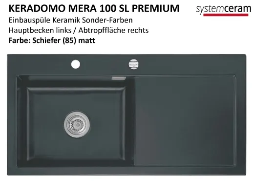 Systemceram KeraDomo MERA 100-SL-PREMIUM Keramiksple / Einbausple in Sonderfarben fr die Kche