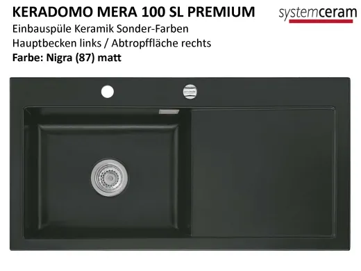 Systemceram KeraDomo MERA 100-SL-PREMIUM Keramiksple / Einbausple in Sonderfarben fr die Kche
