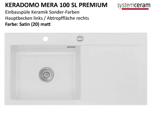 Systemceram KeraDomo MERA 100-SL-PREMIUM Keramiksple / Einbausple in Sonderfarben fr die Kche