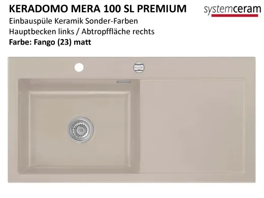 Systemceram KeraDomo MERA 100-SL-PREMIUM Keramiksple / Einbausple in Sonderfarben fr die Kche