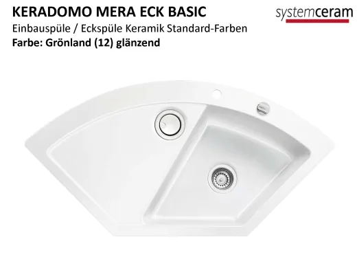 Systemceram KeraDomo MERA ECK-BASIC Keramiksple / Einbausple in Standardfarben fr die Kche