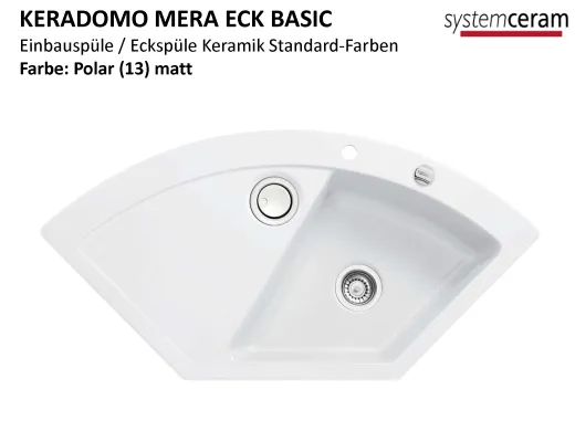 Systemceram KeraDomo MERA ECK-BASIC Keramiksple / Einbausple in Standardfarben fr die Kche