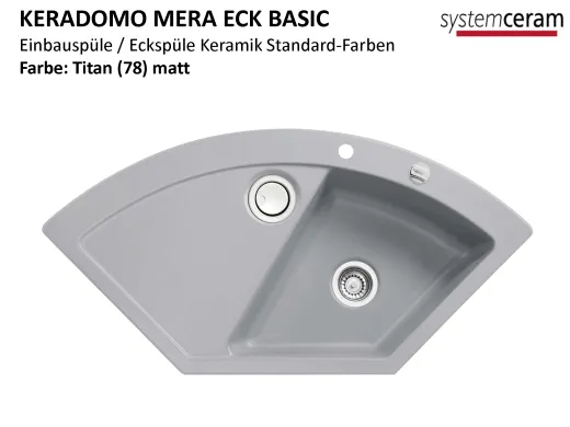 Systemceram KeraDomo MERA ECK-BASIC Keramiksple / Einbausple in Standardfarben fr die Kche