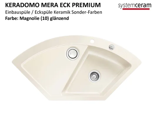 Systemceram KeraDomo MERA ECK-PREMIUM Keramiksple / Einbausple in Sonderfarben fr die Kche