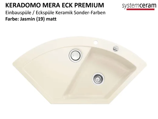 Systemceram KeraDomo MERA ECK-PREMIUM Keramiksple / Einbausple in Sonderfarben fr die Kche