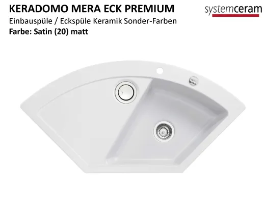Systemceram KeraDomo MERA ECK-PREMIUM Keramiksple / Einbausple in Sonderfarben fr die Kche