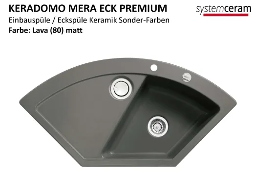 Systemceram KeraDomo MERA ECK-PREMIUM Keramiksple / Einbausple in Sonderfarben fr die Kche