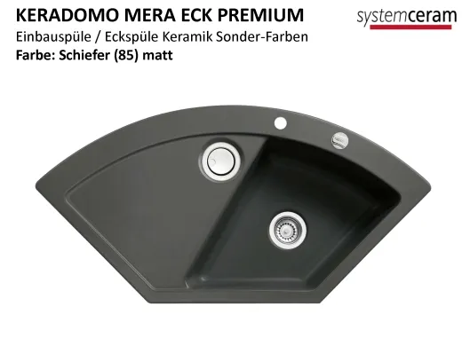 Systemceram KeraDomo MERA ECK-PREMIUM Keramiksple / Einbausple in Sonderfarben fr die Kche