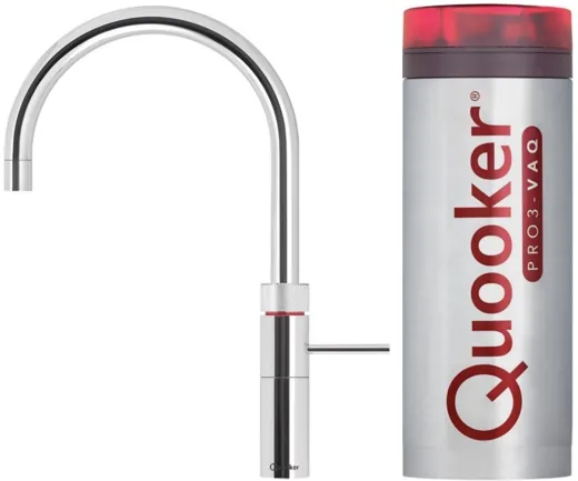 QUOOKER FUSION Round VAQ PRO3 Einhebelmischer Chrom & 100C Armatur Kochendwasserhahn (PRO3FNRCHR)