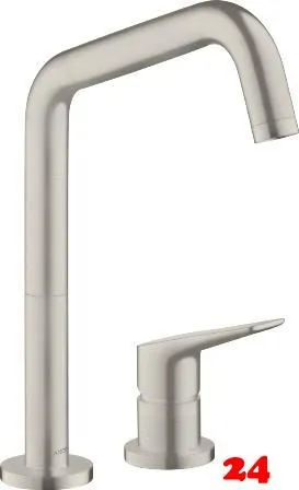 AXOR Kchenarmatur Citterio M Edelstahl Finish Einhebelmischer als 2-Loch Armatur 240 mit Festauslauf Schwenkbereich einstellbar (34820800)