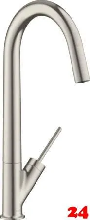AXOR Kchenarmatur Starck Edelstahl Finish Einhebelmischer 300 mit Festauslauf und Joystick-Bedienung Schwenkbereich einstellbar (10822800)