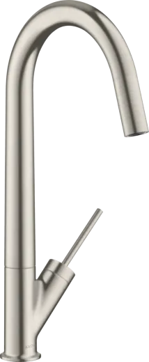 AXOR Kchenarmatur Starck Edelstahl Finish Einhebelmischer 300 mit Festauslauf und Joystick-Bedienung Schwenkbereich einstellbar (10822800)