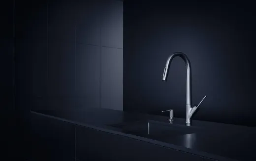 AXOR Kchenarmatur Starck Chrom Einhebelmischer 270 mit Zugauslauf als Ausziehbrause mit Joystick-Bedienung Schwenkbereich einstellbar (10821000)