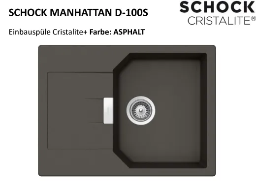 SCHOCK Kchensple Manhattan D-100S Cristalite Granitsple / Einbausple Basic Line mit Drehexcenter