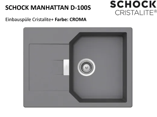 SCHOCK Kchensple Manhattan D-100S Cristalite Granitsple / Einbausple Basic Line mit Drehexcenter