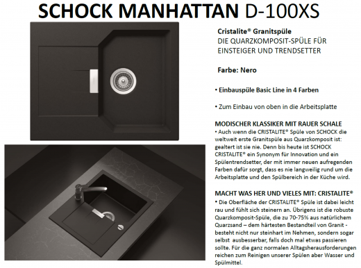 SCHOCK Kchensple Manhattan D-100XS Cristalite Granitsple / Einbausple Basic Line mit Drehexcenter
