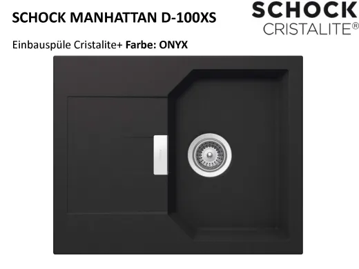 SCHOCK Kchensple Manhattan D-100XS Cristalite Granitsple / Einbausple Basic Line mit Drehexcenter