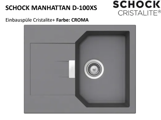 SCHOCK Kchensple Manhattan D-100XS Cristalite Granitsple / Einbausple Basic Line mit Drehexcenter
