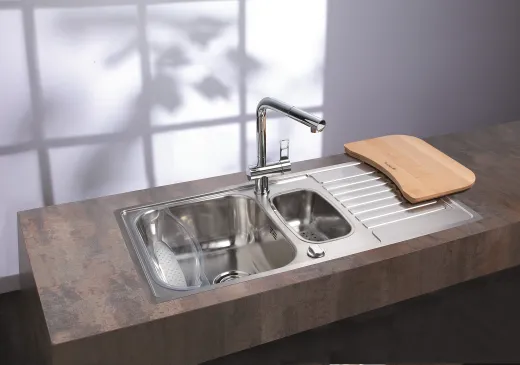 REGINOX K�chensp�le Centurio 1.5 (L) KGOKG Einbausp�le Edelstahl mit Flachrand Siebkorb als Stopfenventil