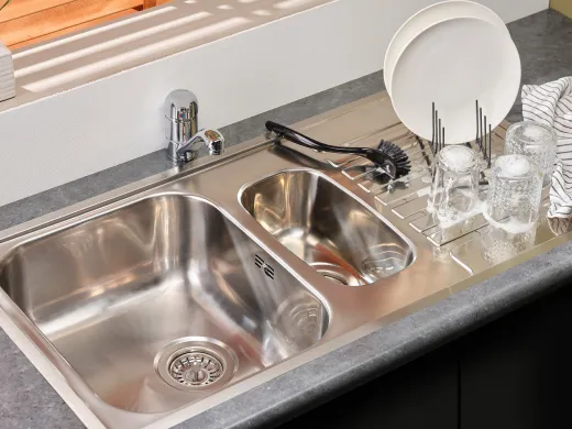 REGINOX K�chensp�le Centurio 1.5 (L) KGOKG Einbausp�le Edelstahl mit Flachrand Siebkorb als Stopfenventil