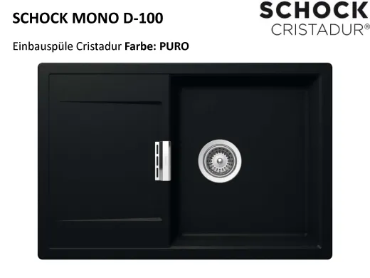 ❎ SCHOCK Kchensple Mono D-100 Cristadur Nano-Granitsple / Einbausple mit Drehexcenter