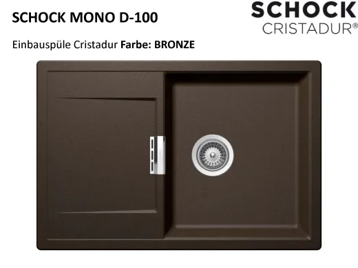 ❎ SCHOCK Kchensple Mono D-100 Cristadur Nano-Granitsple / Einbausple mit Drehexcenter