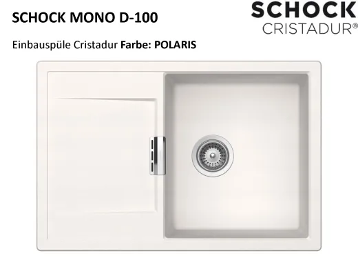 ❎ SCHOCK Kchensple Mono D-100 Cristadur Nano-Granitsple / Einbausple mit Drehexcenter