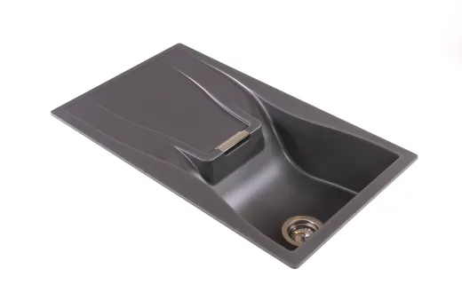 SCHOCK Kchensple Waterfall D-100 Cristadur Nano-Granitsple / Einbausple mit Drehknopfventil