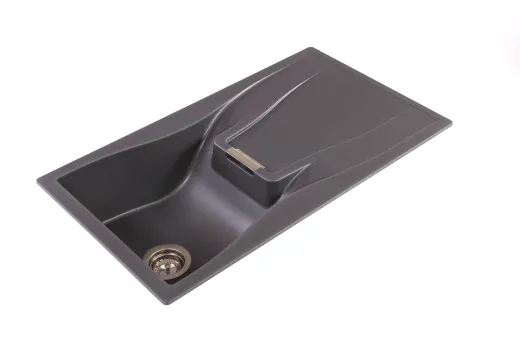 SCHOCK Kchensple Waterfall D-100 Cristadur Nano-Granitsple / Einbausple mit Drehknopfventil