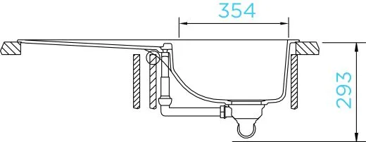 SCHOCK Kchensple Waterfall D-100 Cristadur Nano-Granitsple / Einbausple mit Drehknopfventil