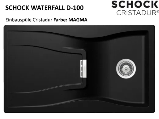 SCHOCK Kchensple Waterfall D-100 Cristadur Nano-Granitsple / Einbausple mit Drehknopfventil