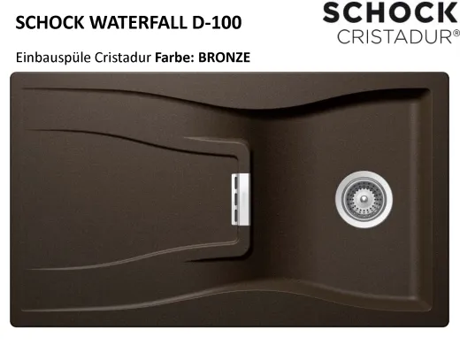 SCHOCK Kchensple Waterfall D-100 Cristadur Nano-Granitsple / Einbausple mit Drehknopfventil