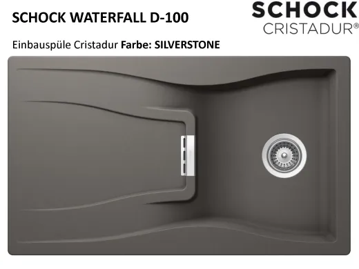 SCHOCK Kchensple Waterfall D-100 Cristadur Nano-Granitsple / Einbausple mit Drehknopfventil