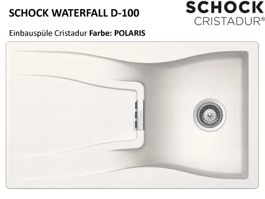SCHOCK Kchensple Waterfall D-100 Cristadur Nano-Granitsple / Einbausple mit Drehknopfventil