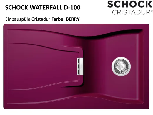 SCHOCK Kchensple Waterfall D-100 Cristadur Nano-Granitsple / Einbausple mit Drehknopfventil