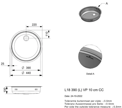 ✅ REGINOX Clean & Care L18 390 VP-CC 10cm Tief Einbausp�le Edelstahl mit Flachrand 3 in 1 Rundbecken ohne �berlauf medizinischer Bereich unterfahrbar Barrierefrei*