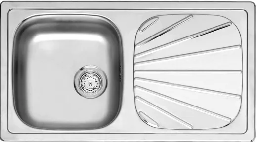 REGINOX Kchensple Beta 10 BAP OKG Einbausple Edelstahl mit Einbaurand Siebkorb als Stopfenventil