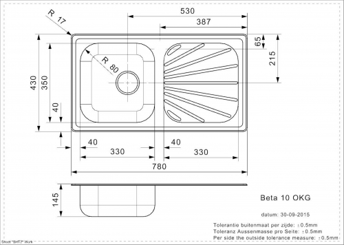 REGINOX Küchenspüle Beta 10 BAP OKG Einbauspüle Edelstahl mit Einbaurand Siebkorb als Stopfenventil