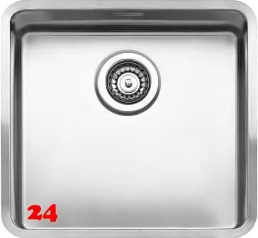 REGINOX Kchensple Kansas 40x40 (L) OKG 25cm Tief Einbausple Edelstahl 3 in 1 mit Flachrand Siebkorb als Stopfenventil