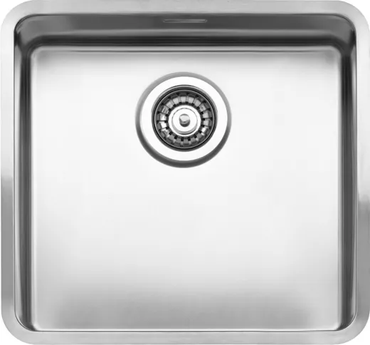 REGINOX Kchensple Kansas 40x40 (L) OKG 25cm Tief Einbausple Edelstahl 3 in 1 mit Flachrand Siebkorb als Stopfenventil