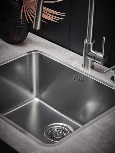REGINOX K�chensp�le Kansas 40x40 (L) OKG 25cm Tief Einbausp�le Edelstahl 3 in 1 mit Flachrand Siebkorb als Stopfenventil