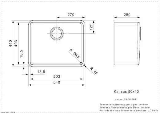 REGINOX Kchensple Kansas 50x40 (L) OKG 25cm Tief Einbausple Edelstahl 3 in 1 mit Flachrand Siebkorb als Stopfenventil