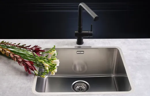 REGINOX K�chensp�le Kansas 50x40 (L) OKG 25cm Tief Einbausp�le Edelstahl 3 in 1 mit Flachrand Siebkorb als Stopfenventil
