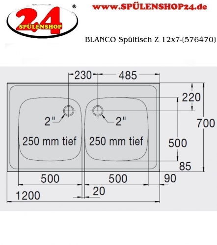 B.PRO Spltisch Z 12x7 Gewerbesple Doppelbecken Auflage / Abdeckung fr Spltisch [576470]