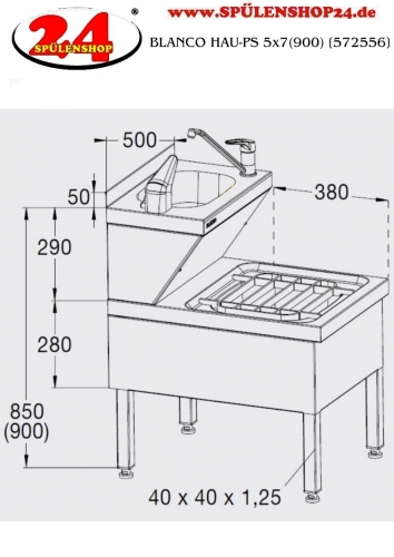 B.PRO HAU-PS 5x7(900) Handwasch- und Ausgussbecken stehende Ausfhrung mit sensorgesteuerter Mischbatterie und Auflagerost [572556]