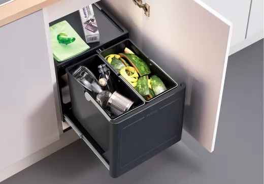 BLANCO Botton Pro 45/2 Automatic Abfallsystem zum Einbau hinter Drehtren mit Trmitnehmer ab 45cm Unterschrank